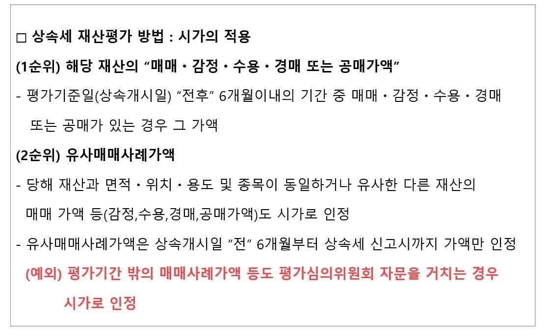 상속재산 평가방법2 시가적용